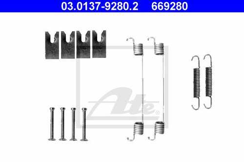 ATE 03.0137-9280.2 Ремкомплект тормозных колодок задних! Nissan Micra, Renault Clio 1.0-1.6 16V 03>