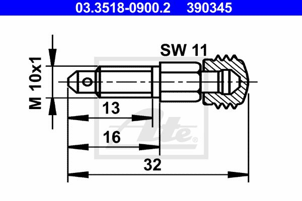 ATE 03.3518-0900.2 Штуцер болт воздушного клапана BMW/VAG/MB