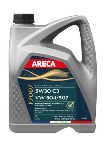 ARECA 050842 F 7007 5W30 (5L) масло моторное! синтacea C3, API SP, VW 504.00/507.00, MB 229.51, PorscheC30