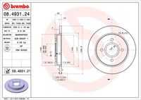 BREMBO 08.4931.21 Диск тормозной FORD FOCUS 98-04/SCORPIO 93-98/SIERRA 82-93 задний (10013160/141019/041890