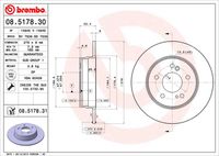 BREMBO 08.5178.31 Диск тормозной задний! MB W202/W203/W210 2.0-3.0TD 85>