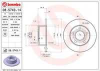 BREMBO 08.5743.11 Диск тормозной! Audi 100/A6,Skoda Superb, VW Passat 90-08