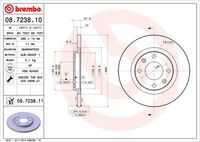 BREMBO 08.7238.10 Диск тормозной передний! Peugeot Partner,Citroen Berlingo 1.1/1.4 96>