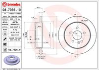 BREMBO 08.7936.11 Диск тормозной задний! MB W163 2.3/3.2/2.7CDi 98-05