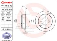 BREMBO 08.8316.10 Диск тормозной задний! Mitsubishi Galant 2.0-2.5D 91>