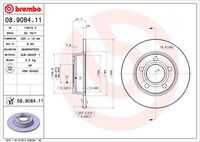 BREMBO 08.9084.11 Диск тормозной задний! Audi A6 4WD all 97-06