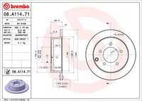 BREMBO 08.A114.71 Диск тормозной задний! Mitsubishi Lancer 1.5/1.8/2.0 Di-D 08>