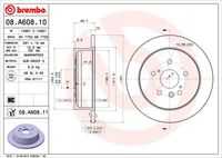 BREMBO 08.A608.11 Диск тормозной задний! с покрытием Toyota Avensis Verso 2.0 VVTI/2.0 D4-D 01>