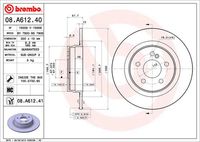 BREMBO 08.A612.41 Диск тормозной задний! с покрытием MB W204/S204 1.8/2.1/2.5/3.0 07>