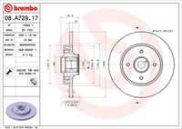 BREMBO 08.A729.17 Диск тормозной задний! с подшип. и кольц. abs Citroen Berlingo/C4 Picasso 1.6-2.0i/HDi 07>