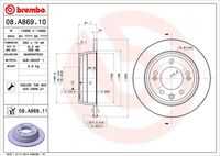 BREMBO 08.A869.10 Диск тормозной задний! Kia Ceed, Hyundai i30 1.4-2.0/1.6 CRDi 06>