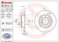 BREMBO 08.B413.11 Диск тормозной задний! Audi A3, Skoda Octavia/Superb, VW Golf/Jetta 1.2TSI-3.6 03>