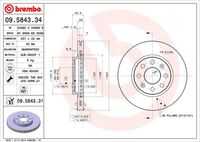 BREMBO 09584331 Диск тормозной передний FIAT GRANDE PUNTO (199) 10/05> / FIAT PUNTO (199) 03/12> / FIAT P