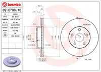 BREMBO 09.6706.10 Диск тормозной передний! Toyota Previa 2.4 96-01