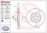 BREMBO 09.6747.10 Диск тормозной передний! VW Golf/Passat 2.0/2.9/1.9TDi 94>