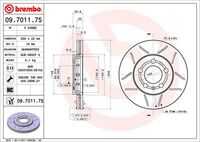 BREMBO 09.7011.75 Диск тормозной передний! Audi A2/A3, VW Golf/Bora 1.6 96>