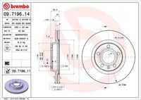 BREMBO 09.7196.11 Диск тормозной передний! с покрытием Audi а4, VW Passat 1.6-1.9TDi 95-04