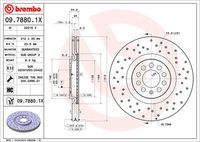 BREMBO 09.7880.1X Диск тормозной передний! перфорированный Xtra Audi A3/TT, VW Golf/Bora 1.8-2.8 98>