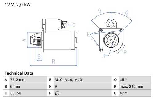 BOSCH 0986021820 Стартер! 2.0kW Ford Focus/C-Max/Mondeo 1.8 TDCi 05-11