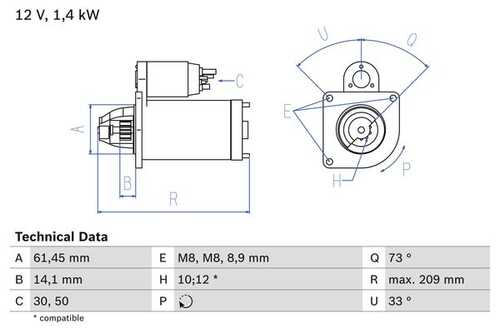 BOSCH 0986022121 Стартер! 1.4Kw Ford Fiesta/Fusion, Mazda 2 1.4/1.6TDCI 01>