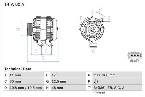 BOSCH 0 986 044 701 Генератор! 80A Ford Focus 1.4/1.6 98>