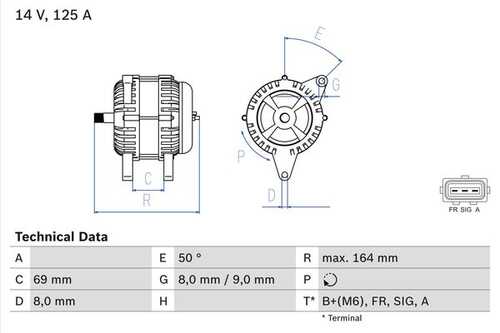 BOSCH 0986049181 Генератор! 125A Ford Transit Connect 1.8/1.8Di/1.8TDCi 02>