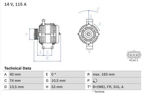 BOSCH 0986049520 Генератор! 115A Ford Mondeo 1.8-2.0 00-07