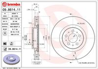 BREMBO 09.8614.11 Диск тормозной передний! Volvo S60 R/V70 (II) R 2.5i 20V Turbo 03>