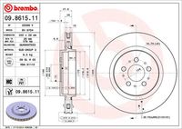 BREMBO 09.8615.11 Диск тормозной задний! Volvo S60 R/V70 (II) R 2.5i 20V Turbo 03>