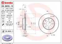 BREMBO 09.8635.10 Диск тормозной передний! Opel Corsa 1.0/1.2/1.7D 00>