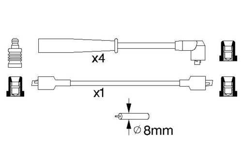 BOSCH 0986356774 Комплект проводов! Ford Escort/Orion/Fiesta 1.1-1.6i <90