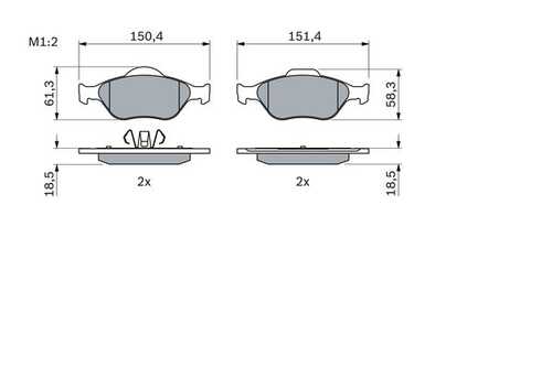 BOSCH 0986424558 986 424 558 766 00=FDB1394=222557 колодки дисковые п. Ford Fiesta 1.3-1.6/1.4TDCi/1.8Di 00>;Колодки тормозные дисковые, комплект