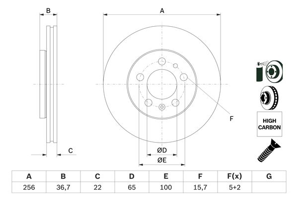 BOSCH 0986478853 0 986 478 853 диск тормозной передний! Audi A2/A3, VW Golf/Bora 1.6 96>