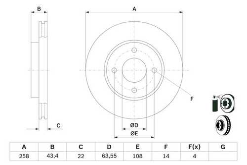 BOSCH 0986478892 986 478 892 диск тормозной передний! Ford Focus/Fiesta all 95>