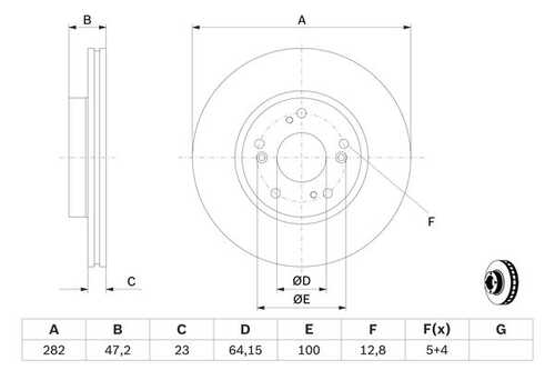 BOSCH 0 986 479 364 Диск тормозной передний! Honda Civic 1.4-1.8i/FR-V 1.7-2.0i/2.2CTDi 05>