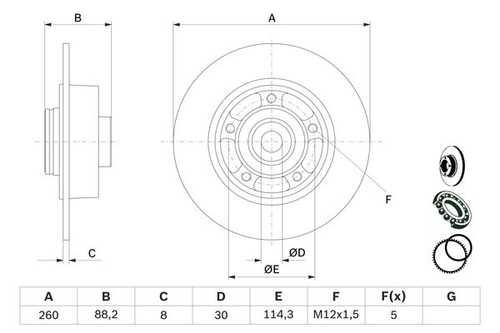 BOSCH 0986479761 0 986 479 761 диск тормозной задний с подшипником Renault Megane III 1.4/1.6/2.0 08>