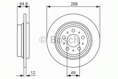 BOSCH 0 986 479 873 Диск тормозной задний! Volvo S60/S80/V70 2.0-4.4/2.4D/2.5TDi 98>