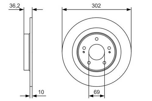 BOSCH 0986479B04 0 986 479 B04 диск тормозной задний! Mitsubishi ASX/Outlander III 10>