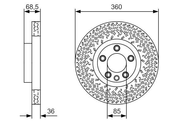 BOSCH 0986479B12 0 986 479 B12 диск тормозной передний лев.! Porsche Cayenne, VW Touareg 3.0-4.8/4.2TDI 10>