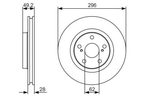 BOSCH 0 986 479 S22 Диск тормозной передний! d=296/62,w=25/28,5 отв. toyota RAV4 2.0/2.2D 06>