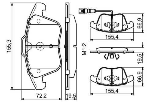 BOSCH 0986494372 986 494 372 колодки дисковые передние! VW Tiguan 1.4TFSi/2.0TFSi/2.0TDi 07>;Комплект тормозных колодок