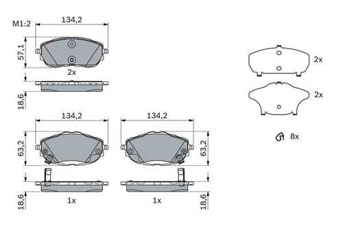 BOSCH 0 986 494 676 Колодки диск. перед. с антискрип. пластинами Toyota Corolla, Auris 1.3-1.8/1.4D 12>