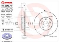 BREMBO 09.8840.11 Диск тормозной передний! с покрытием Honda Accord 2.4, Acura CL/MDX/TL 99-06