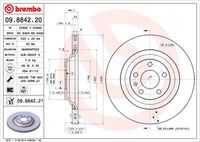 BREMBO 09.8842.21 Диск тормозной задний! с покрытием Audi A6 4.2 04>