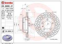 BREMBO 09.8890.21 Диск тормозной задний перфорированный! Porsche Boxster/Cayman (987) 99-13