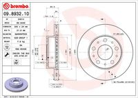 BREMBO 09.8932.10 Диск тормозной передний! Fiat Ducato, Peugeot Boxer 2.0-2.8JTD 94>