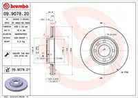 BREMBO 09.9078.20 Диск тормозной передний! Renault Kangoo/Grand Kangoo 1.6/1.5DCi 08>