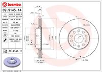 BREMBO 09.9145.14 Диск тормозной передний! Audi A3, Skoda Octavia, VW Golf 1.6-2.0TDi 03>