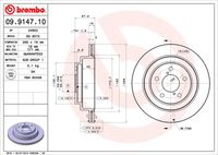 BREMBO 09.9147.10 Диск тормозной задний! Subaru Legacy 2.0/2.5 4WD 92>