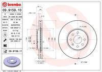 BREMBO 09.9159.10 Диск тормозной передний! Opel Meriva 1.6/1.8/1.7DTI 03>